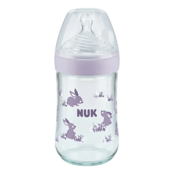 NUK Nature Sense Glass Bottle 240ml / 6-hole Teat