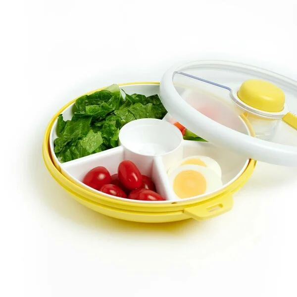 Gobe snack and meal spinner plate with divided, compartment